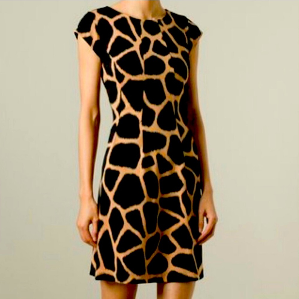 Michael Kors Black and Tan Patterned Dress